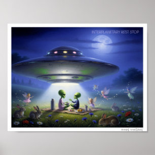 POSTER MÉLANGE DÉCALÉ D'ALIENS, DE PIXIES ET DE FÉES