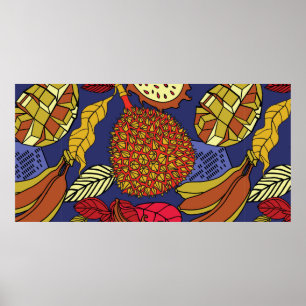 Poster Mélange exotique de fruits tropicaux. Natur floral