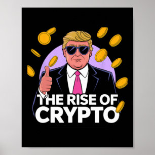 Poster Mélange Montée De Crypto Bitcoin Trump À La Lune