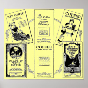 Poster "Mélange vintage et historique de livret de café "