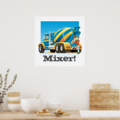 Poster Mélangeur de ciment en béton de Camion pour enfant (Cuisine)