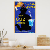 Poster Mélangez vos boissons avec des petites chattes Cat (Cuisine)