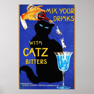 Poster Mélangez vos boissons avec des petites chattes Cat