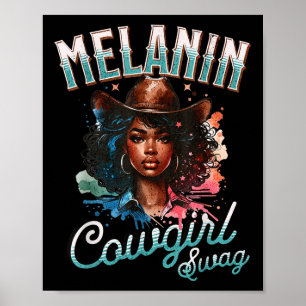Poster Melanin Cowgirls African Melanin Usa Drapeau Swag 