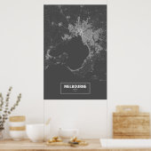 Poster Melbourne, Australie (blanc sur noir) (Cuisine)