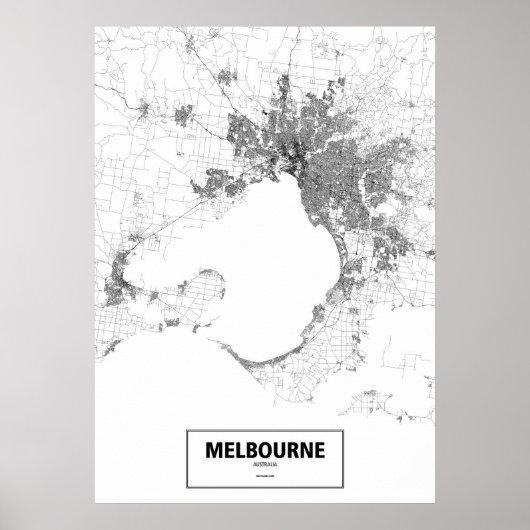Poster Melbourne, Australie (noir sur blanc, coutume) (Devant)