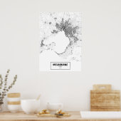 Poster Melbourne, Australie (noir sur blanc, coutume) (Cuisine)