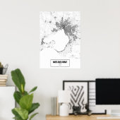 Poster Melbourne, Australie (noir sur blanc, coutume) (Bureau à domicile)