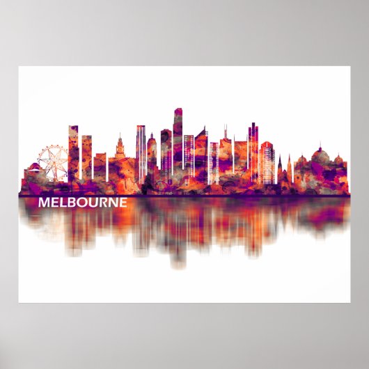 Poster Melbourne Australie Skyline (Devant)