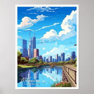 Poster Melbourne Australie Voyage Vintage Illustration