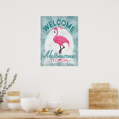 Poster Melbourne Florida Flamant rose rose Retro (Cuisine)