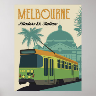 Poster Melbourne, gare de Flinders Street Tram