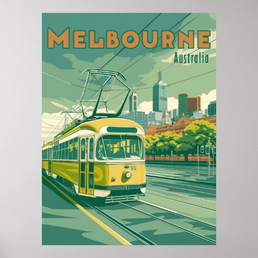 Poster Melbourne Souvenir | Tramway Vintage Melbourne (Devant)