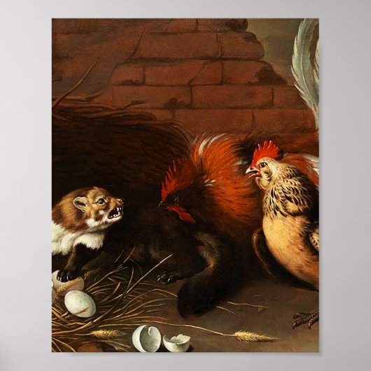 Poster Melchior d'Hondecoeter - Oiseaux dans un parc (Devant)