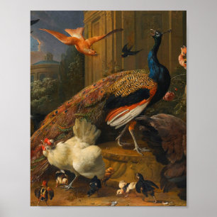 Poster Melchior d'Hondécoeter - Oiseaux dans un parc