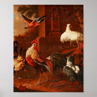 Poster Melchior d'Hondécoeter - Oiseaux dans un parc - To