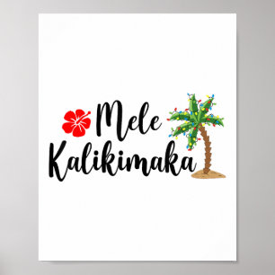 Poster Mele Kalikimaka Christmas Beach Aloha Party Hawaii