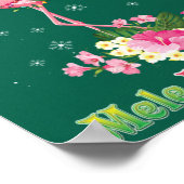 Poster Mele Kalikimaka Flamant rose Père Noël Noël Joyeux (Coin)