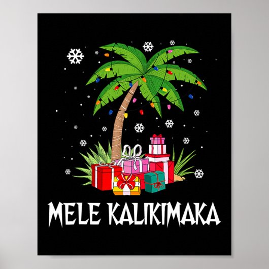 Poster Mele Kalikimaka Hawaii Palm Tree Famil (Devant)