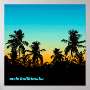 Poster Mele Kalikimaka Hawaiian Christmas Artiste Hawaii