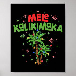 Poster Mele Kalikimaka Hawaiian Christmas Palm Tree Light