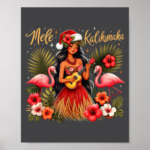 Poster Mele Kalikimaka Noël Hawaïen Fille Hula Troca