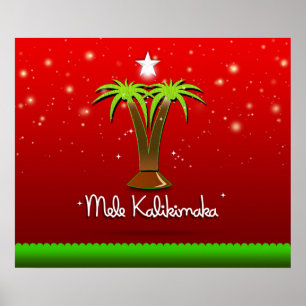 Poster Mele Kalikimaka Palm Tree pour Noël