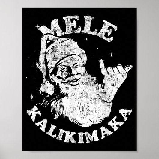 Poster Mele Kalikimaka Retro Hawaii Santa Aloha Christmas (Devant)