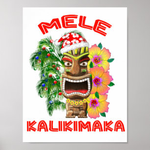Poster Mele Kalikimaka Santa Claus Tiki