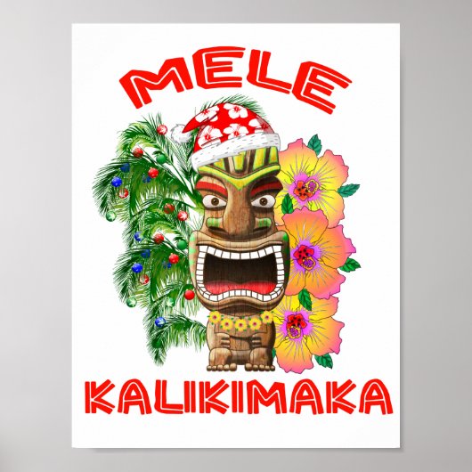 Poster Mele Kalikimaka Santa Claus Tiki (Devant)