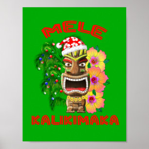 Poster Mele Kalikimaka Santa Claus Tiki
