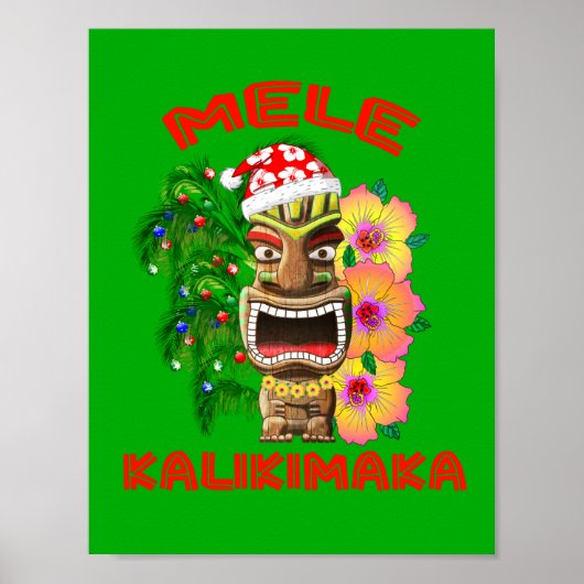 Poster Mele Kalikimaka Santa Claus Tiki (Devant)