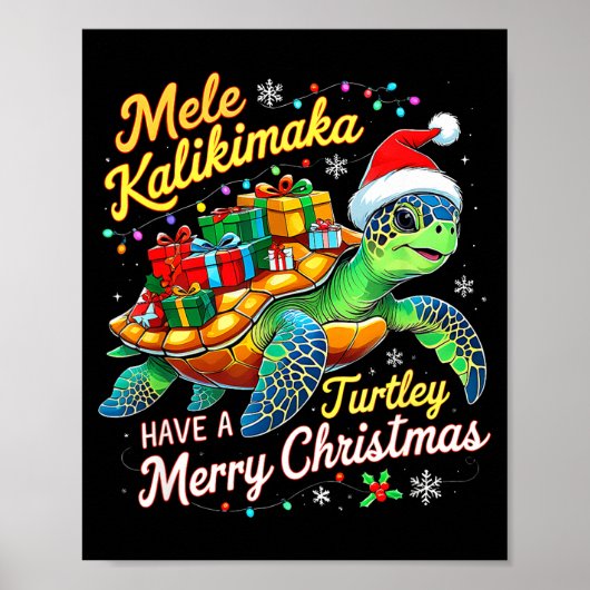 Poster Mele Kalikimaka Turtley Have A Merry Christmas  (Devant)