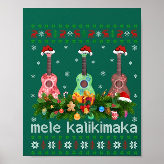 Poster Mele Kalikimaka Ukulele Guitare Cadeau Ukulele (Devant)
