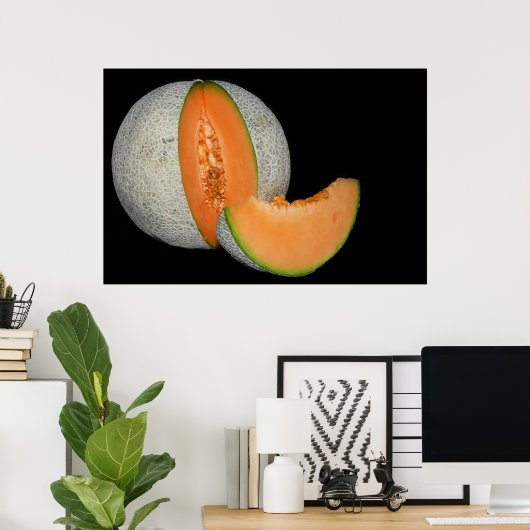 Poster Melon Cantaloupe tranché (Bureau à domicile)