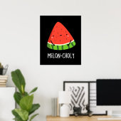 Poster Melon-choly Funny Sad Watermelon Pun Dark BG (Bureau à domicile)