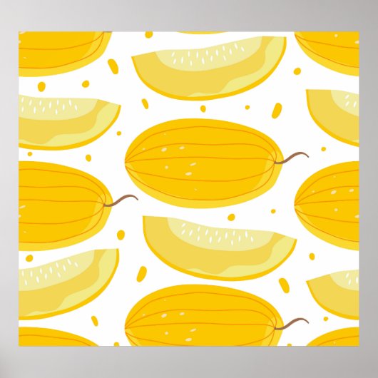 Poster Melon Doodle Fruit Design Vintage (Devant)