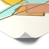 Poster Melon, rose et aqua abstrait (Coin)