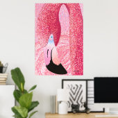 Poster Melon The Big Head Flamant rose - Par Just Dahl (Bureau à domicile)