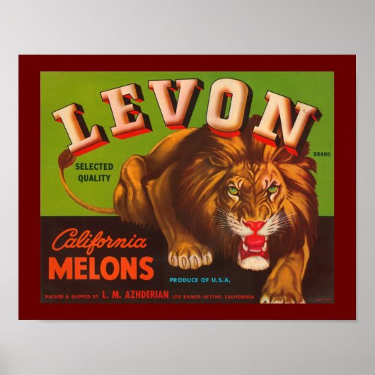 Poster Melons de Californie du Levon (Devant)