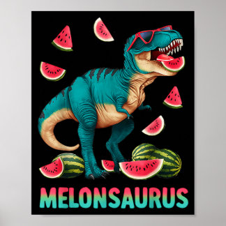 Poster Melonsaurus pastèque dinosaure t rex été drôle