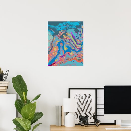POSTER MELTED BEZIER GLITCH VERTICAL 02 (Bureau à domicile)