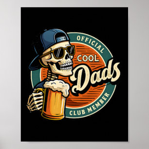 Poster Membre officiel Cool Dads Club Skeleton Funny Fath