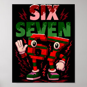 Poster Meme 6 7 Six Seven Cerveau Pourri Italien Noël Rou