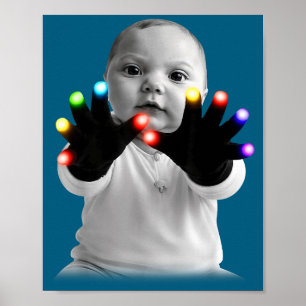 Poster Mème bébé ganté drôle niche design nouveaux parent