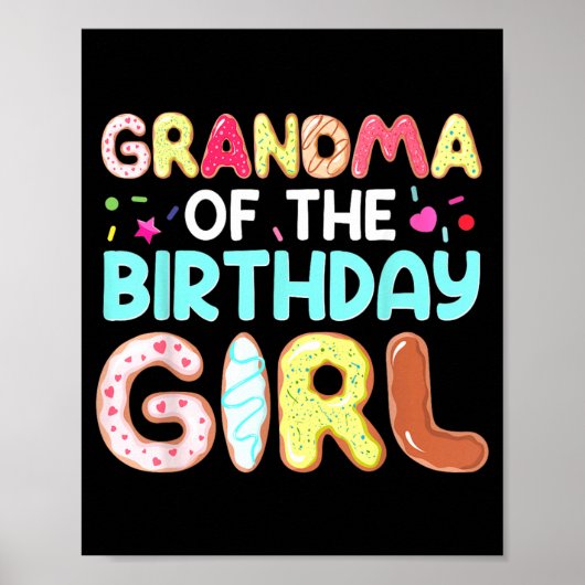 Poster Mémé branchée de la fille d'anniversaire Mignonne (Devant)