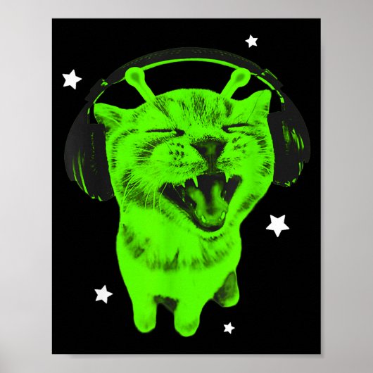 Poster Mème de chat alien drôle Y2k Rétro Chat idiot Vint (Devant)