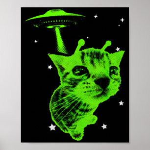 Poster Mème de chat alien t-shirt graphique vintage ufo y
