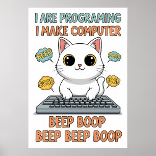 Poster Mème de chat de programmation drôle - "Je suis en