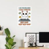 Poster Mème de chat de programmation drôle - "Je suis en (Bureau à domicile)
